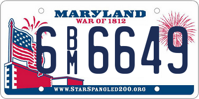 MD license plate 6BM6649