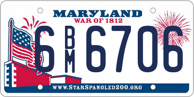 MD license plate 6BM6706