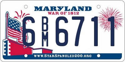 MD license plate 6BM6711