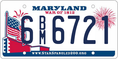 MD license plate 6BM6721