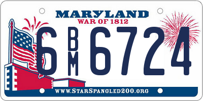 MD license plate 6BM6724