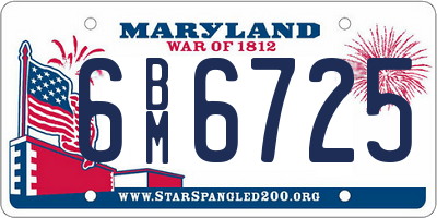 MD license plate 6BM6725
