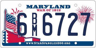 MD license plate 6BM6727