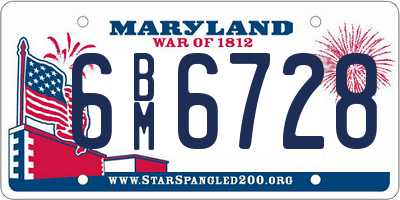 MD license plate 6BM6728