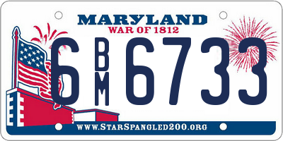 MD license plate 6BM6733