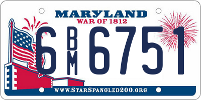 MD license plate 6BM6751