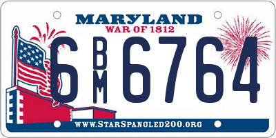 MD license plate 6BM6764