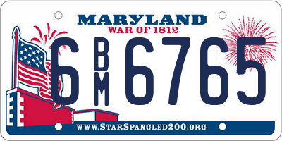 MD license plate 6BM6765