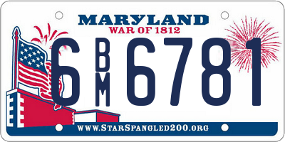 MD license plate 6BM6781
