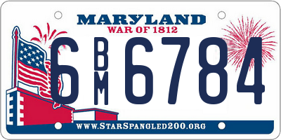 MD license plate 6BM6784