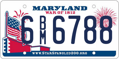 MD license plate 6BM6788