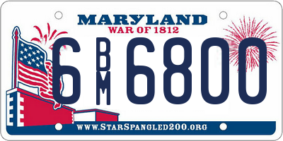 MD license plate 6BM6800