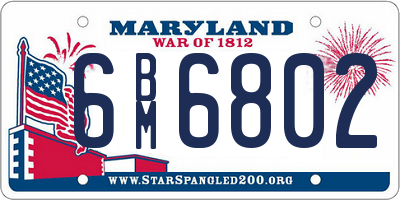 MD license plate 6BM6802