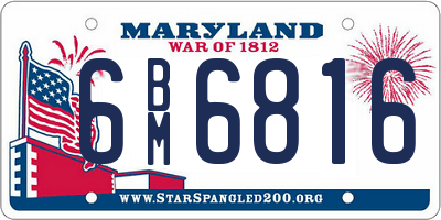 MD license plate 6BM6816