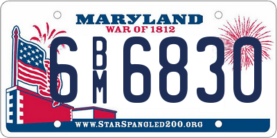 MD license plate 6BM6830