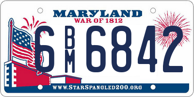 MD license plate 6BM6842