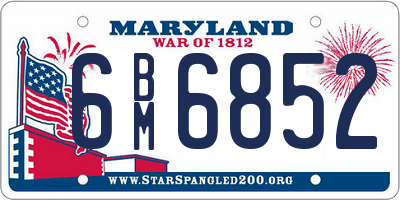 MD license plate 6BM6852