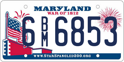 MD license plate 6BM6853