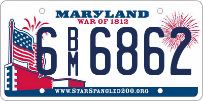 MD license plate 6BM6862