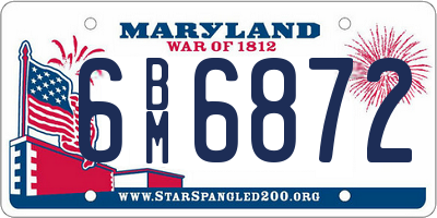 MD license plate 6BM6872