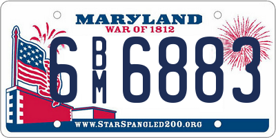 MD license plate 6BM6883