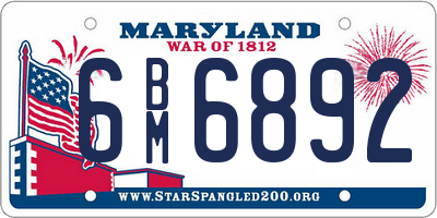 MD license plate 6BM6892