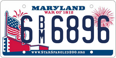 MD license plate 6BM6896