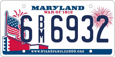 MD license plate 6BM6932