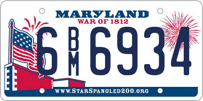 MD license plate 6BM6934