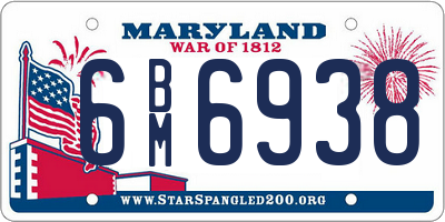 MD license plate 6BM6938