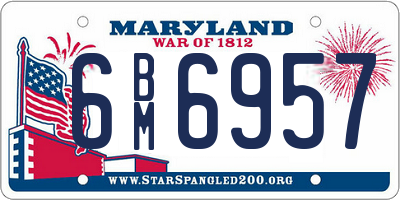 MD license plate 6BM6957