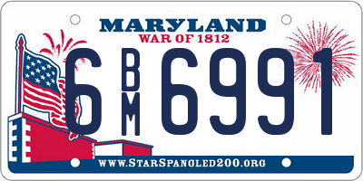 MD license plate 6BM6991