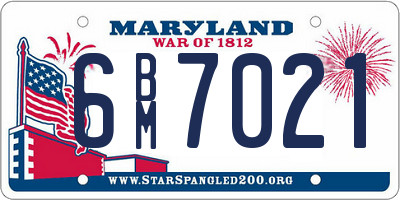 MD license plate 6BM7021