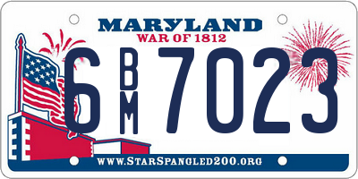 MD license plate 6BM7023