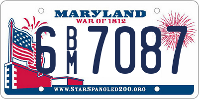 MD license plate 6BM7087
