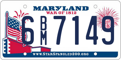 MD license plate 6BM7149