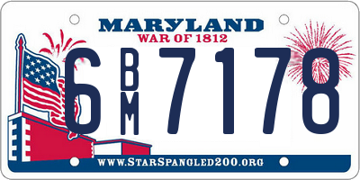 MD license plate 6BM7178