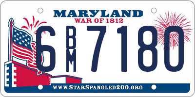 MD license plate 6BM7180