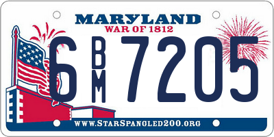 MD license plate 6BM7205