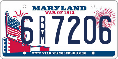 MD license plate 6BM7206
