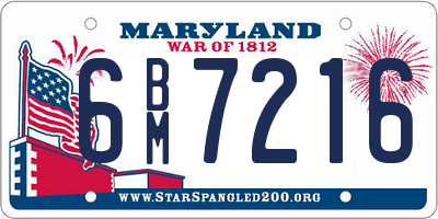 MD license plate 6BM7216