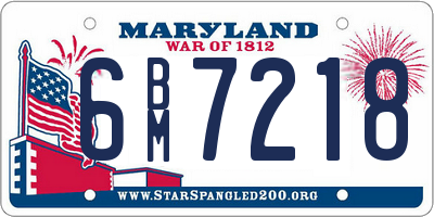 MD license plate 6BM7218
