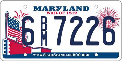 MD license plate 6BM7226