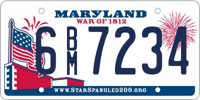 MD license plate 6BM7234