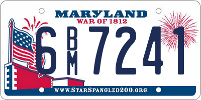 MD license plate 6BM7241
