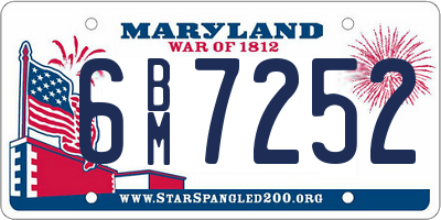 MD license plate 6BM7252