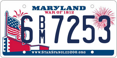 MD license plate 6BM7253