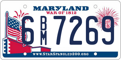 MD license plate 6BM7269