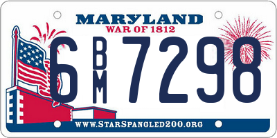 MD license plate 6BM7298