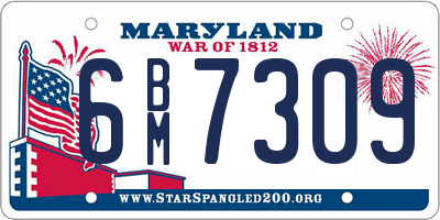 MD license plate 6BM7309